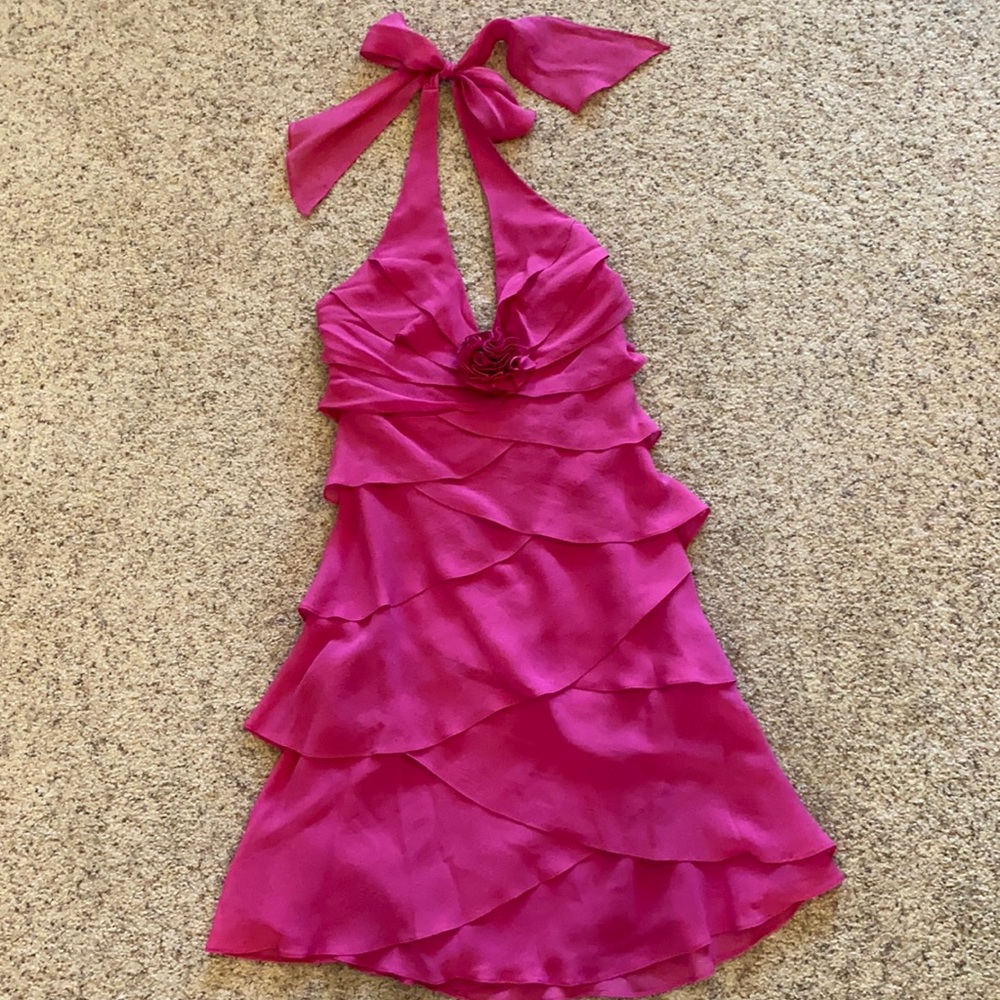 Silk chiffon halter dress BCBG